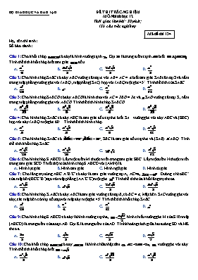 Đề thi trắc nghiệm Hình học 12 - Mã đề thi 134